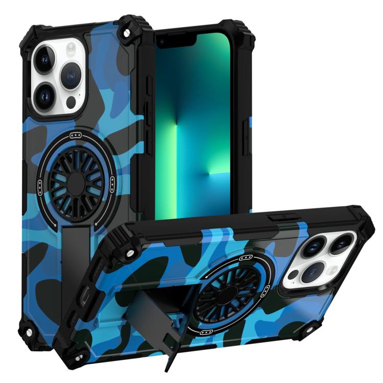 Camouflage Kickstand Rotating Shaft MagSafe Phone Case, For iPhone 13 Pro Max, For iPhone 13 Pro, For iPhone 12 / 12 Pro