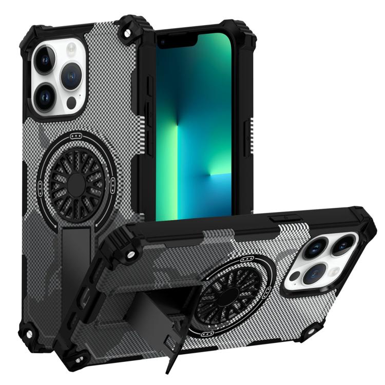 Camouflage Kickstand Rotating Shaft MagSafe Phone Case, For iPhone 13 Pro Max, For iPhone 13 Pro, For iPhone 12 / 12 Pro