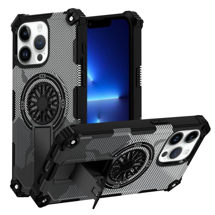 Camouflage Kickstand Rotating Shaft MagSafe Phone Case, For iPhone 13 Pro Max, For iPhone 13 Pro, For iPhone 12 / 12 Pro