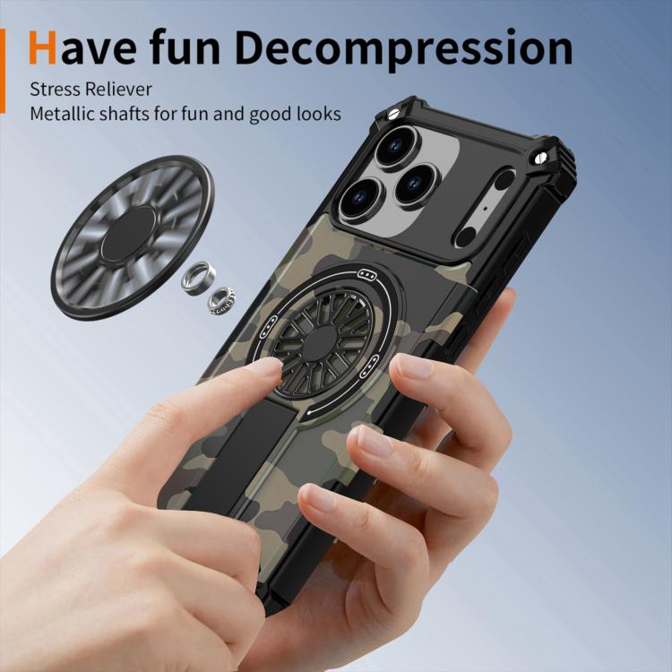 Camouflage Kickstand Rotating Shaft MagSafe Phone Case, For iPhone 13 Pro Max, For iPhone 13 Pro, For iPhone 12 / 12 Pro