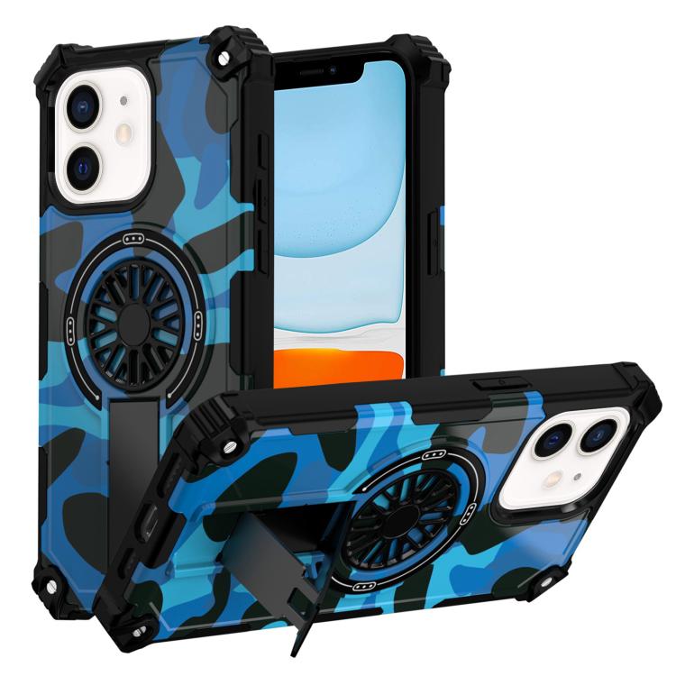 Camouflage Kickstand Rotating Shaft MagSafe Phone Case, For iPhone 13 Pro Max, For iPhone 13 Pro, For iPhone 12 / 12 Pro