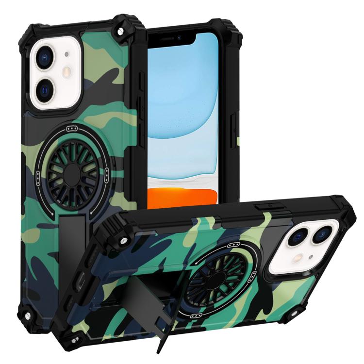 Camouflage Kickstand Rotating Shaft MagSafe Phone Case, For iPhone 13 Pro Max, For iPhone 13 Pro, For iPhone 12 / 12 Pro