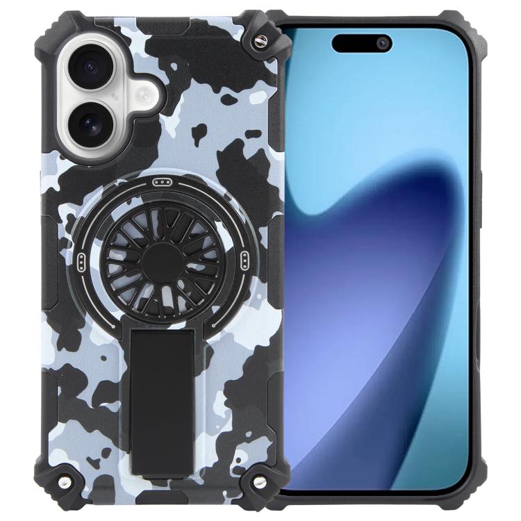 Camouflage Kickstand Rotating Shaft MagSafe Phone Case, For iPhone 16 Pro Max, For iPhone 16 Pro, For iPhone 16 Plus