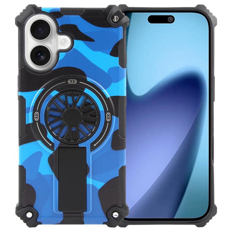 Camouflage Kickstand Rotating Shaft MagSafe Phone Case, For iPhone 16 Pro Max, For iPhone 16 Pro, For iPhone 16 Plus