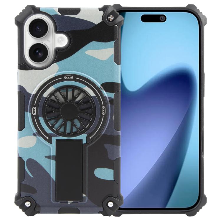 Camouflage Kickstand Rotating Shaft MagSafe Phone Case, For iPhone 16 Pro Max, For iPhone 16 Pro, For iPhone 16 Plus
