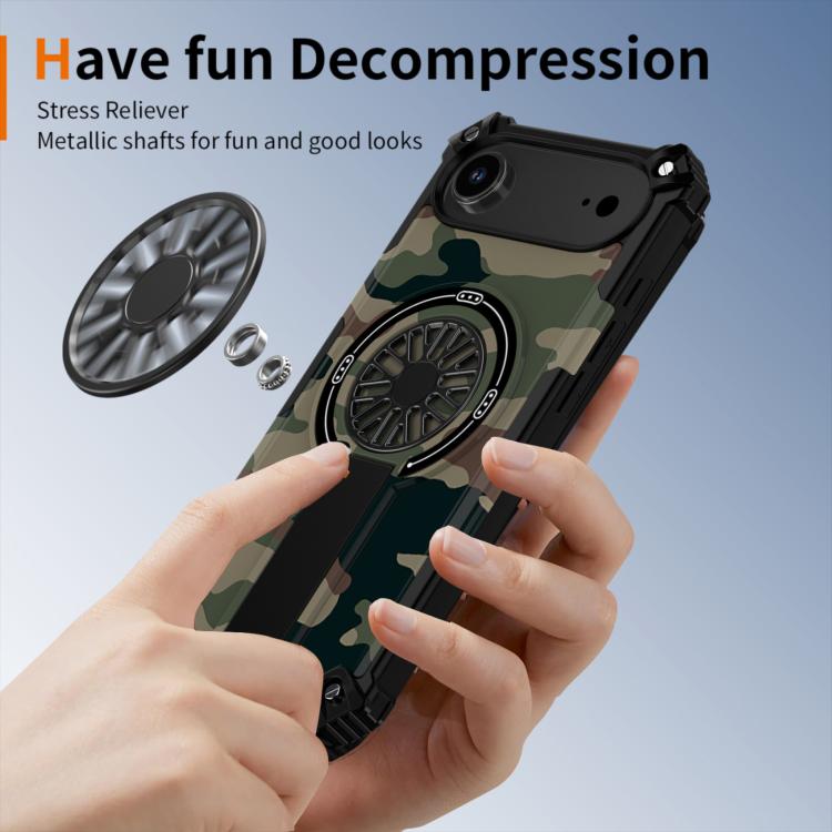Camouflage Kickstand Rotating Shaft MagSafe Phone Case, For iPhone 16, For iPhone 15 Pro Max, For iPhone 15 Pro