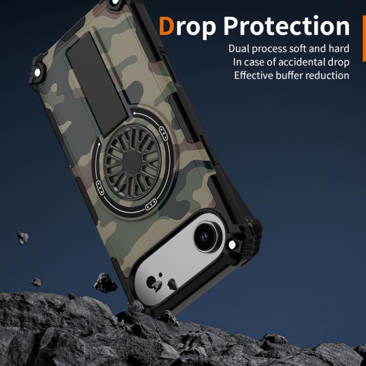 Camouflage Kickstand Rotating Shaft MagSafe Phone Case, For iPhone 16, For iPhone 15 Pro Max, For iPhone 15 Pro