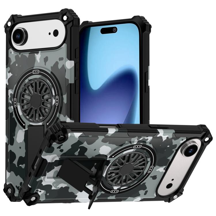 Camouflage Kickstand Rotating Shaft MagSafe Phone Case, For iPhone 16, For iPhone 15 Pro Max, For iPhone 15 Pro