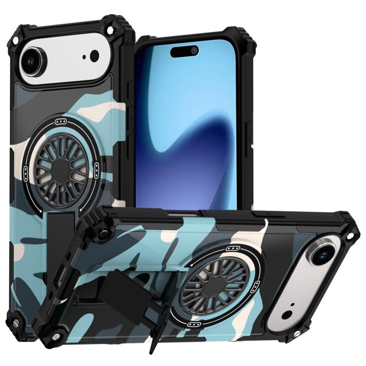 Camouflage Kickstand Rotating Shaft MagSafe Phone Case, For iPhone 16, For iPhone 15 Pro Max, For iPhone 15 Pro
