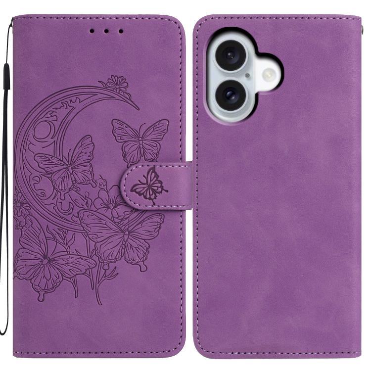 Moonlit Butterfly Dance Pattern Embossed Leather Phone Case, For iPhone 17 Pro Max, For iPhone 17 Pro, For iPhone 17