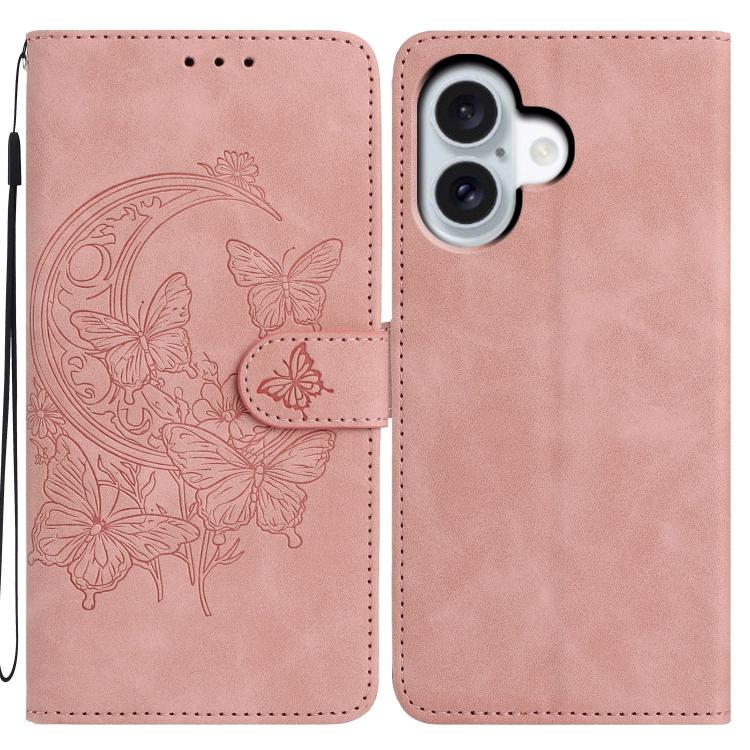 Moonlit Butterfly Dance Pattern Embossed Leather Phone Case, For iPhone 17 Pro Max, For iPhone 17 Pro, For iPhone 17
