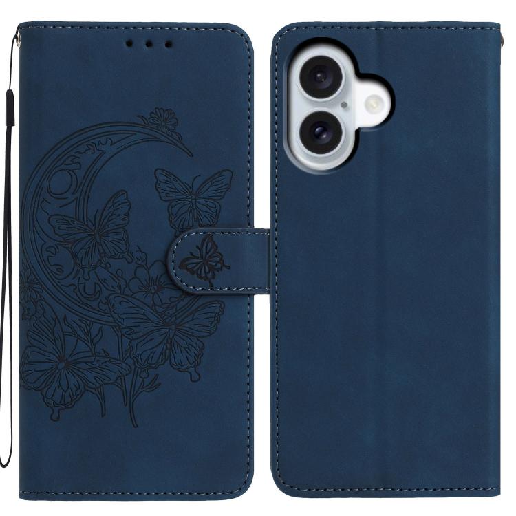 Moonlit Butterfly Dance Pattern Embossed Leather Phone Case, For iPhone 17 Pro Max, For iPhone 17 Pro, For iPhone 17