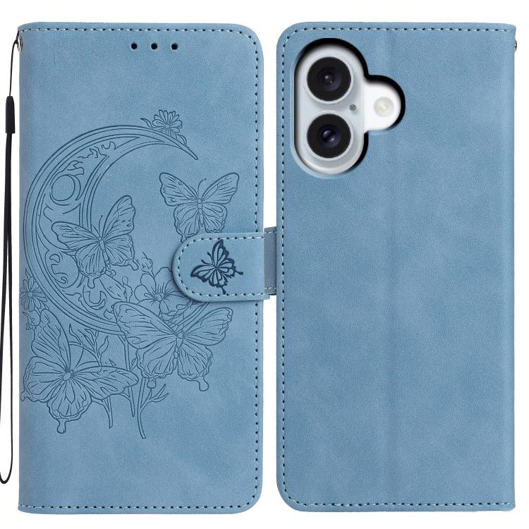 Moonlit Butterfly Dance Pattern Embossed Leather Phone Case, For iPhone 17 Pro Max, For iPhone 17 Pro, For iPhone 17