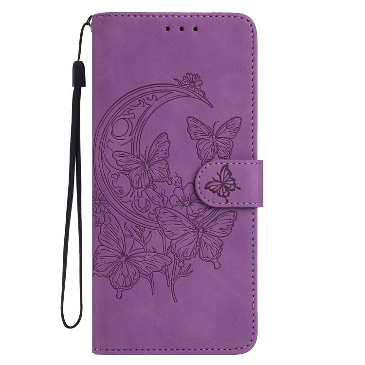 Moonlit Butterfly Dance Pattern Embossed Leather Phone Case, For iPhone 17 Air