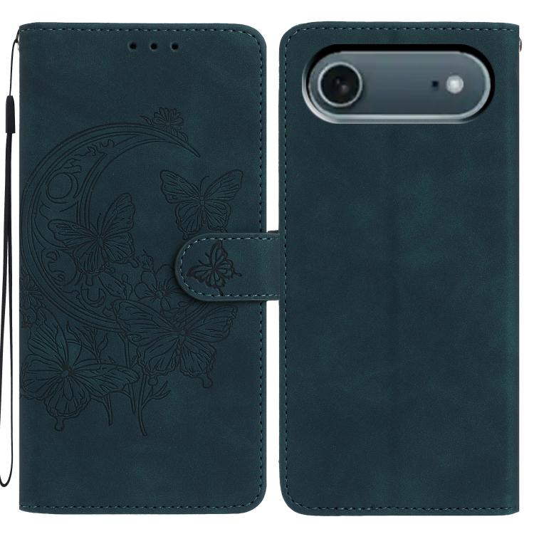 Moonlit Butterfly Dance Pattern Embossed Leather Phone Case, For iPhone 17 Air