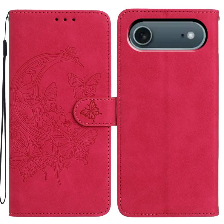 Moonlit Butterfly Dance Pattern Embossed Leather Phone Case, For iPhone 17 Air