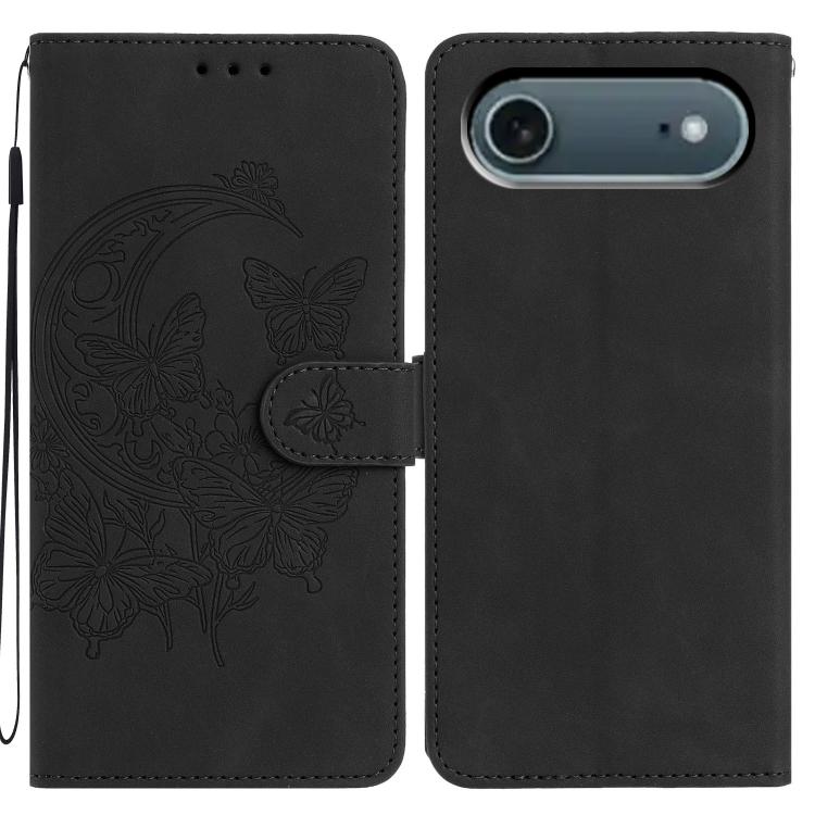 Moonlit Butterfly Dance Pattern Embossed Leather Phone Case, For iPhone 17 Air