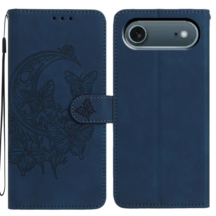 Moonlit Butterfly Dance Pattern Embossed Leather Phone Case, For iPhone 17 Air