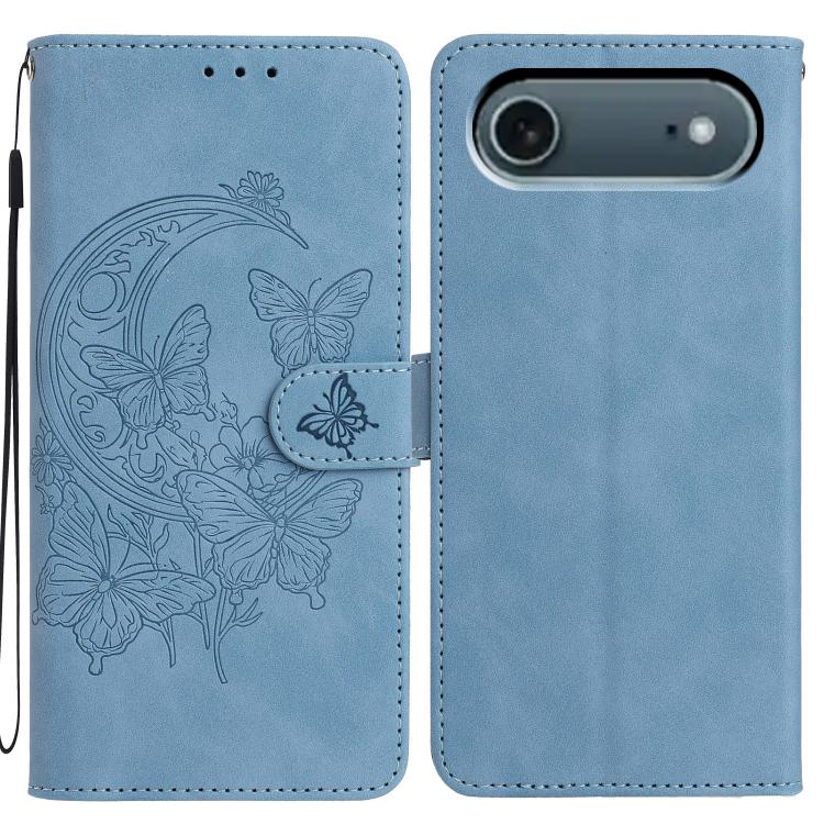 Moonlit Butterfly Dance Pattern Embossed Leather Phone Case, For iPhone 17 Air
