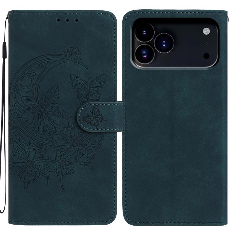 Moonlit Butterfly Dance Pattern Embossed Leather Phone Case, For iPhone 17 Pro Max, For iPhone 17 Pro, For iPhone 17