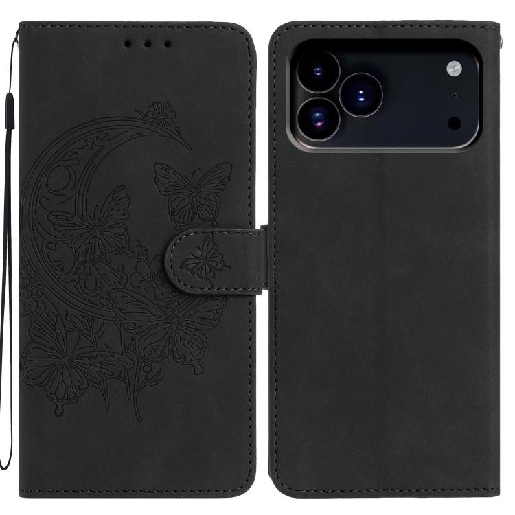Moonlit Butterfly Dance Pattern Embossed Leather Phone Case, For iPhone 17 Pro Max, For iPhone 17 Pro, For iPhone 17