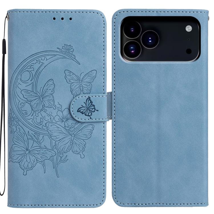Moonlit Butterfly Dance Pattern Embossed Leather Phone Case, For iPhone 17 Pro Max, For iPhone 17 Pro, For iPhone 17