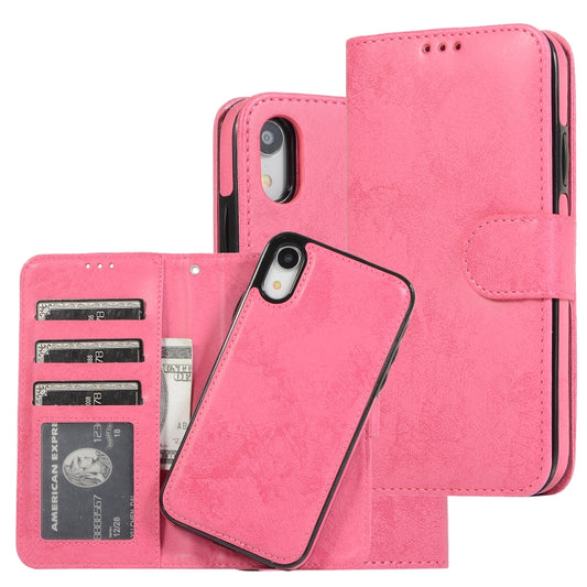 Retro 2-in-1 detachable magnetic flip case for iPhone 12 with card slots and wallet
