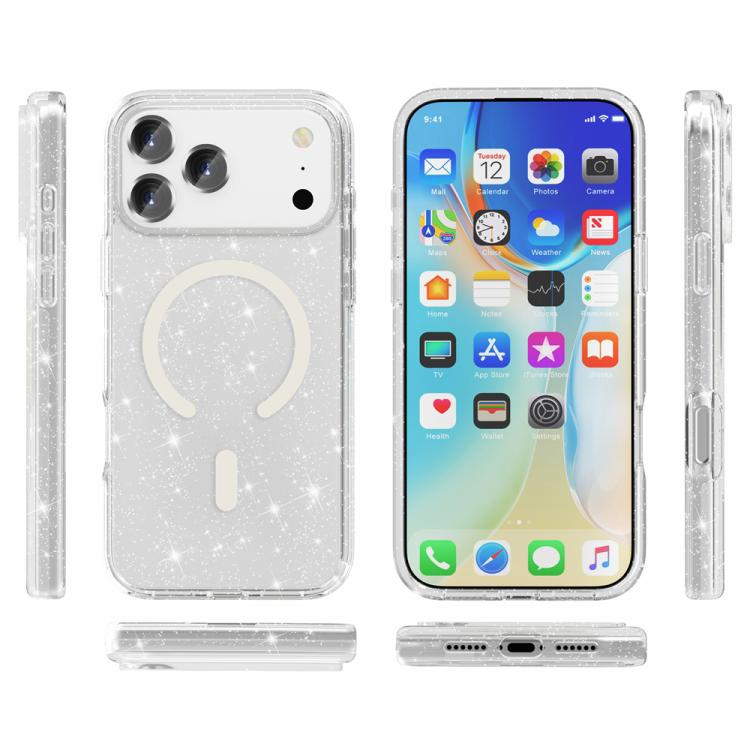 Terminator Style Glitter Powder MagSafe Magnetic Phone Case, For iPhone 17 Pro Max, For iPhone 17 Pro, For iPhone 17, For iPhone 17 Air