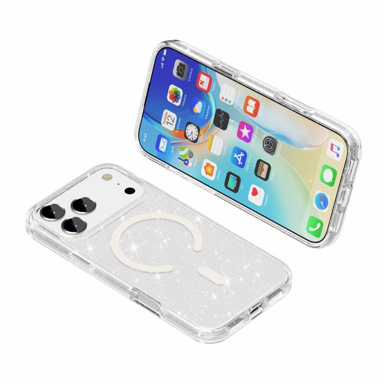 Terminator Style Glitter Powder MagSafe Magnetic Phone Case, For iPhone 17 Pro Max, For iPhone 17 Pro, For iPhone 17, For iPhone 17 Air