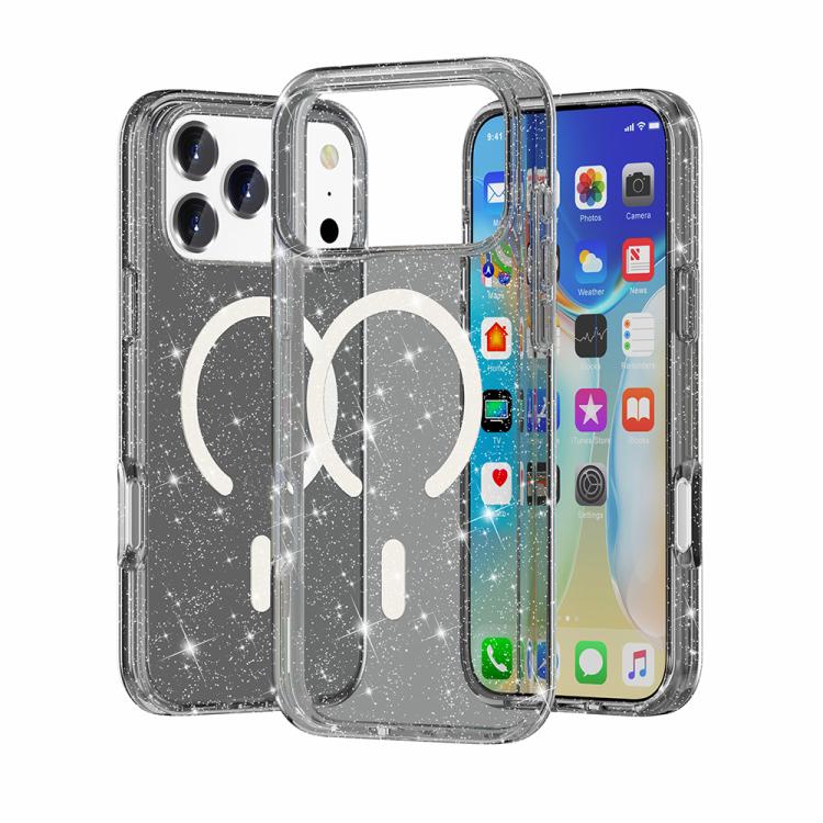 Terminator Style Glitter Powder MagSafe Magnetic Phone Case, For iPhone 17 Pro Max, For iPhone 17 Pro, For iPhone 17, For iPhone 17 Air