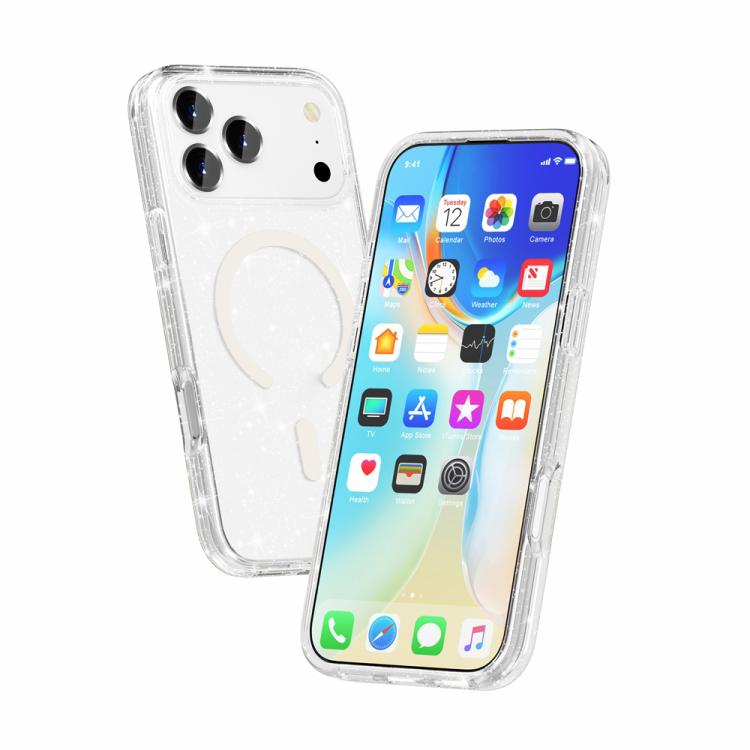 Terminator Style Glitter Powder MagSafe Magnetic Phone Case, For iPhone 17 Pro Max, For iPhone 17 Pro, For iPhone 17, For iPhone 17 Air