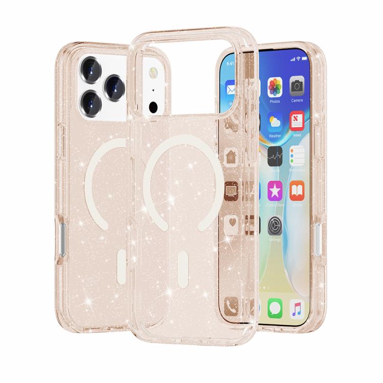Terminator Style Glitter Powder MagSafe Magnetic Phone Case, For iPhone 17 Pro Max, For iPhone 17 Pro, For iPhone 17, For iPhone 17 Air