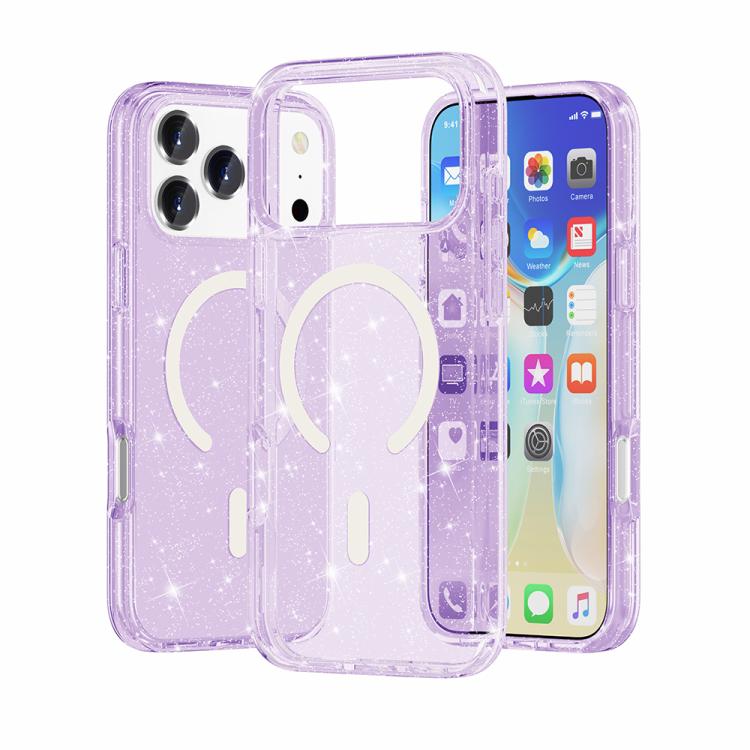 Terminator Style Glitter Powder MagSafe Magnetic Phone Case, For iPhone 17 Pro Max, For iPhone 17 Pro, For iPhone 17, For iPhone 17 Air