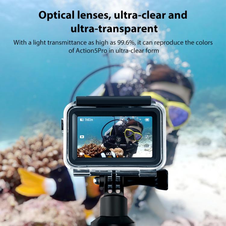 For DJI Osmo Action 5 Pro Magnetic 60m Waterproof Case, Diving Waterproof Case, Diving Case + Gift Kit, Diving Case with Base + Gift Kit