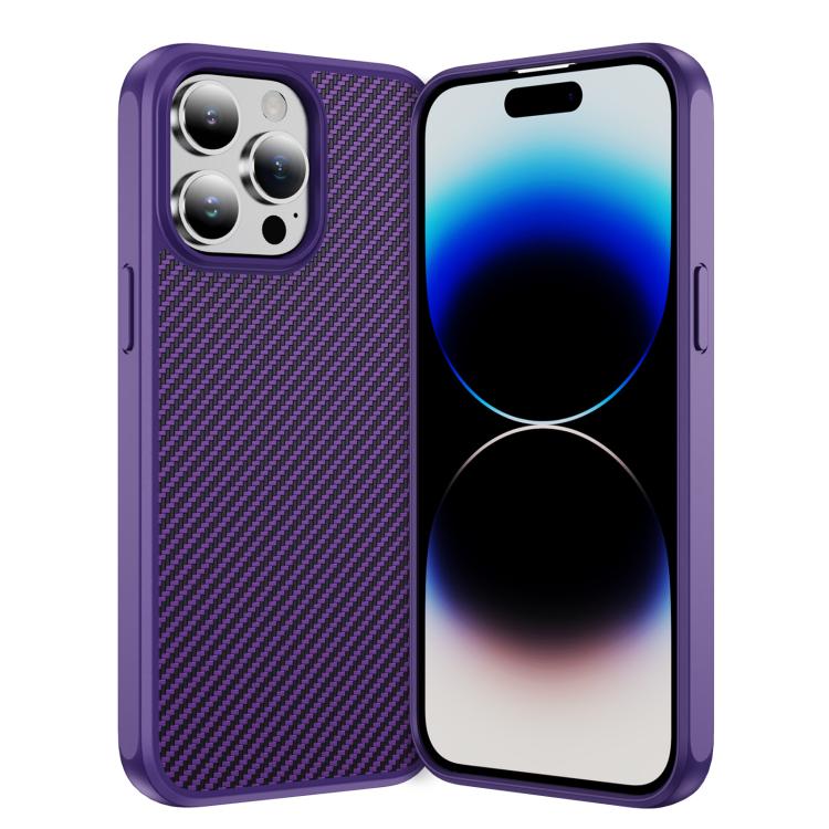 Carbon Fiber Texture Skin-feel Acrylic TPU Phone Case, For iPhone 14 Pro Max
