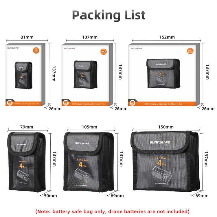 Sunnylife Battery Explosion-proof Safe Bag Protective Li-Po Safe Bag, For DJI Mavic 4 Pro