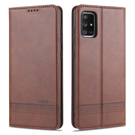 AZNS magnetic calf leather flip case Samsung Galaxy A51 A71 Note 10 Lite with card slots