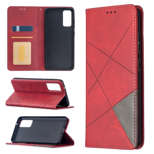 Rhombus texture magnetic leather case for Galaxy S20 FE 5G with card slots and stand holder