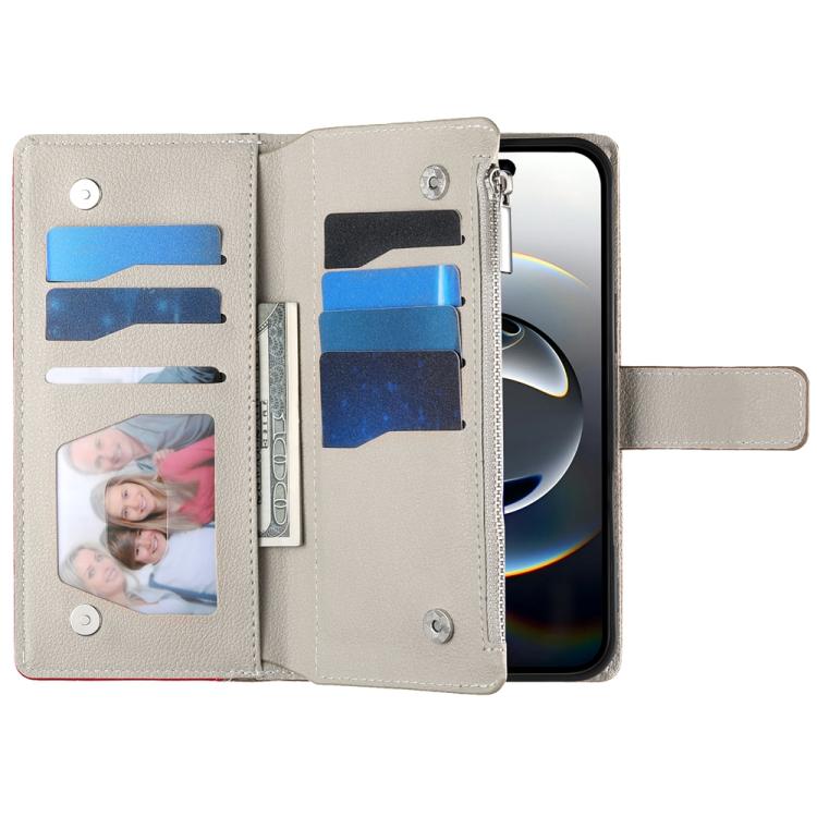 Stitching Multi-card Zipper Wallet Leather Phone Case with Short Strap, For iPhone 16, For iPhone 15 Pro Max, For iPhone 15 Pro, For iPhone 15 Plus