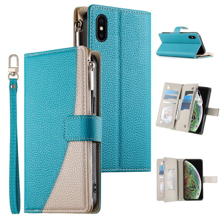 Stitching Multi-card Zipper Wallet Leather Phone Case with Short Strap, For iPhone 11 Pro Max, For iPhone 11, For iPhone 11 Pro, For iPhone X / XS