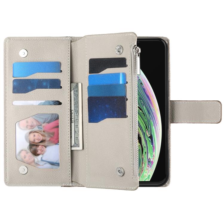 Stitching Multi-card Zipper Wallet Leather Phone Case with Short Strap, For iPhone XR, For iPhone XS Max, For iPhone 8 Plus / 7 Plus