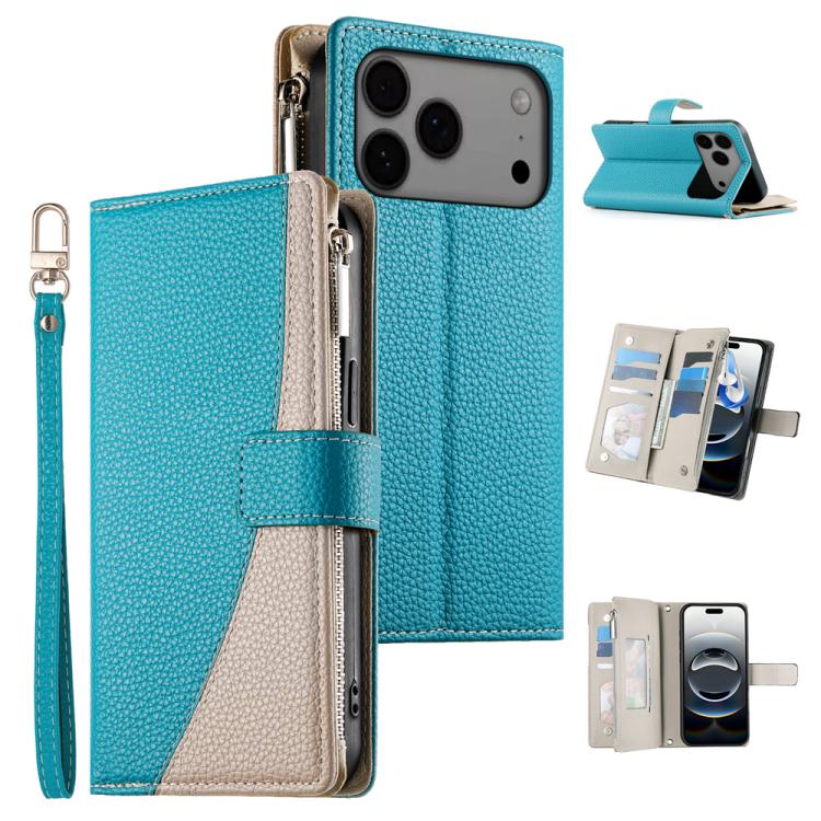 Stitching Multi-card Zipper Wallet Leather Phone Case with Short Strap, For iPhone 17 Pro Max, For iPhone 17 Pro, For iPhone 17, For iPhone 17 Air