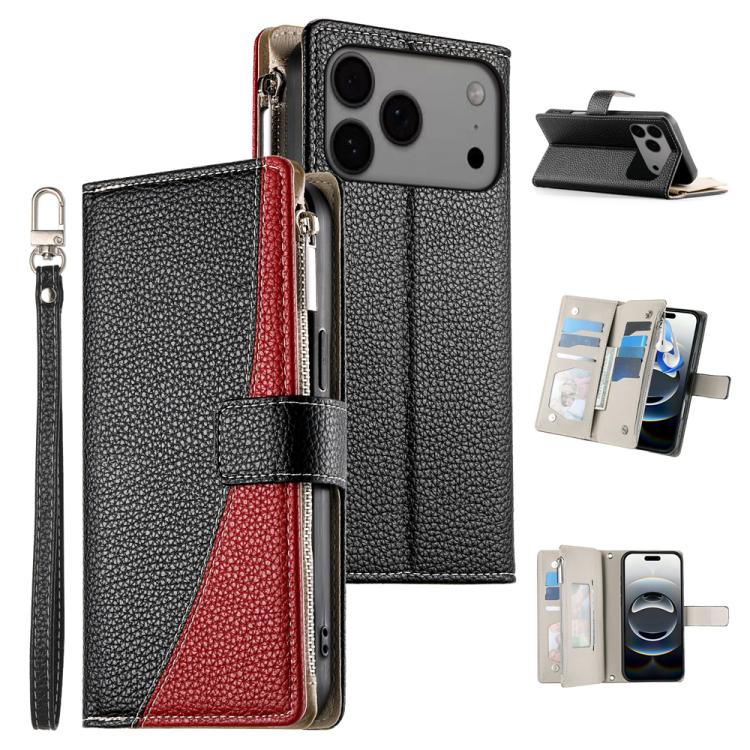Stitching Multi-card Zipper Wallet Leather Phone Case with Short Strap, For iPhone 17 Pro Max, For iPhone 17 Pro, For iPhone 17, For iPhone 17 Air
