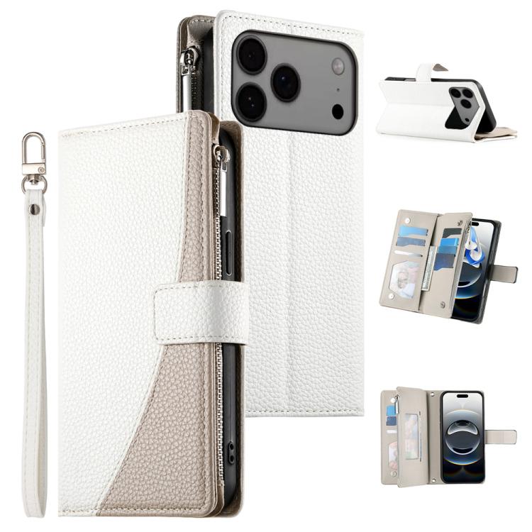 Stitching Multi-card Zipper Wallet Leather Phone Case with Short Strap, For iPhone 17 Pro Max, For iPhone 17 Pro, For iPhone 17, For iPhone 17 Air