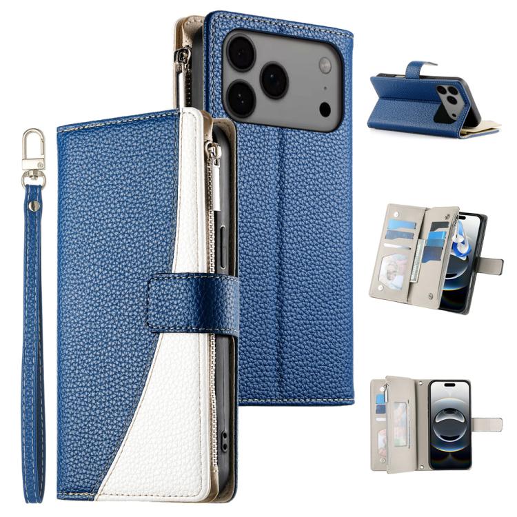 Stitching Multi-card Zipper Wallet Leather Phone Case with Short Strap, For iPhone 17 Pro Max, For iPhone 17 Pro, For iPhone 17, For iPhone 17 Air