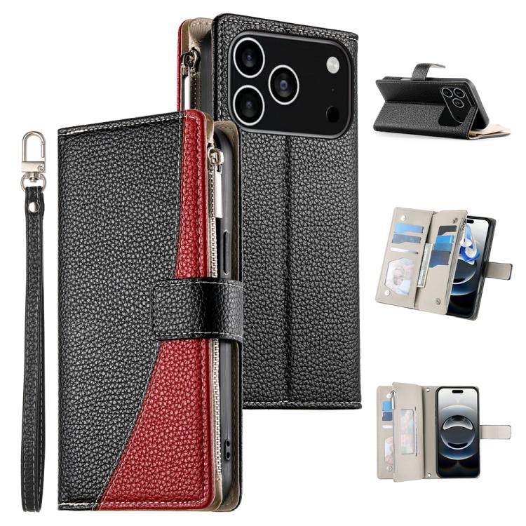 Stitching Multi-card Zipper Wallet Leather Phone Case with Short Strap, For iPhone 17 Pro Max, For iPhone 17 Pro, For iPhone 17, For iPhone 17 Air
