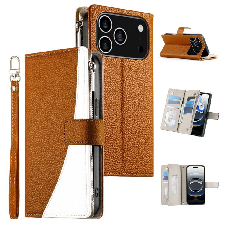 Stitching Multi-card Zipper Wallet Leather Phone Case with Short Strap, For iPhone 17 Pro Max, For iPhone 17 Pro, For iPhone 17, For iPhone 17 Air