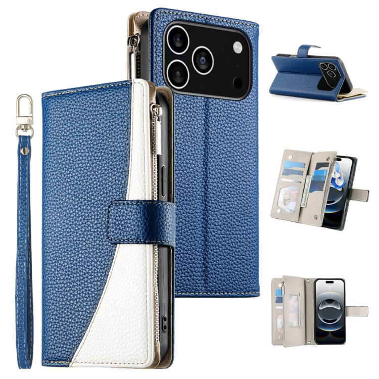 Stitching Multi-card Zipper Wallet Leather Phone Case with Short Strap, For iPhone 17 Pro Max, For iPhone 17 Pro, For iPhone 17, For iPhone 17 Air