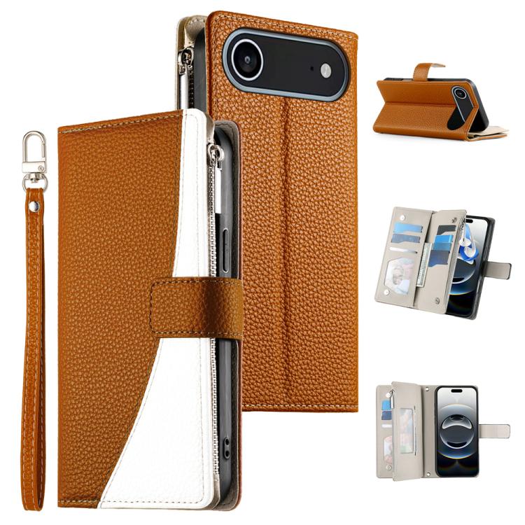 Stitching Multi-card Zipper Wallet Leather Phone Case with Short Strap, For iPhone 17 Pro Max, For iPhone 17 Pro, For iPhone 17, For iPhone 17 Air