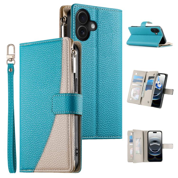 Stitching Multi-card Zipper Wallet Leather Phone Case with Short Strap, For iPhone 17 Pro Max, For iPhone 17 Pro, For iPhone 17, For iPhone 17 Air